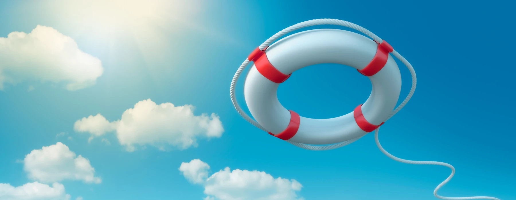 Insolvenzrecht und Sanierung – Rettungsring im Himmel als Metapher für finanzielle Restrukturierung und Insolvenzschutz