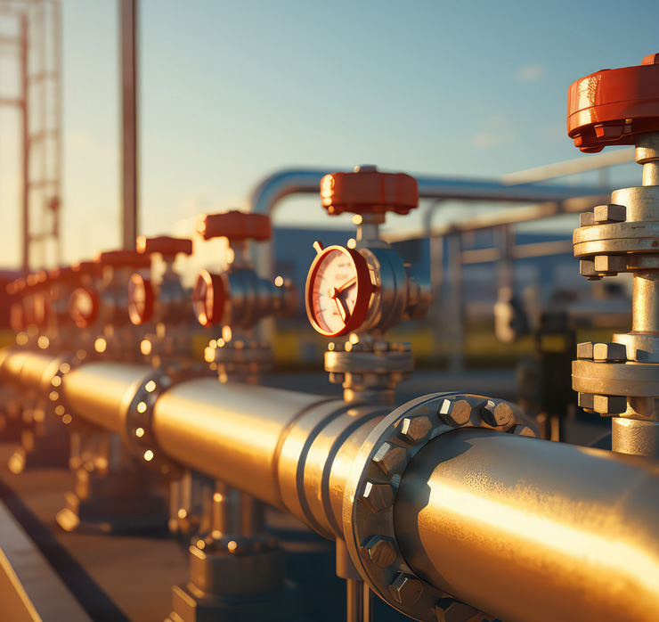 Industrieanlage mit Rohrleitungen als Symbol für Energiesteuer und Besteuerung von Energieerzeugnissen