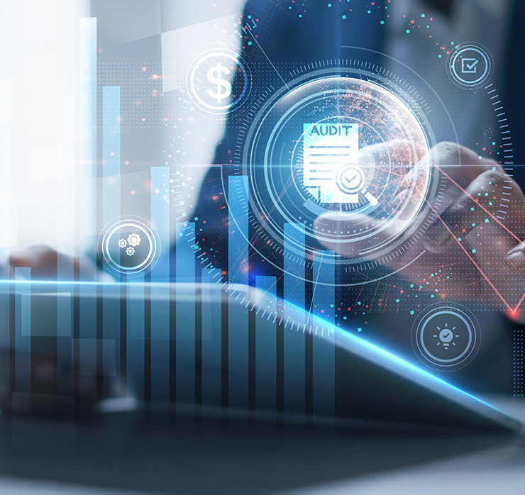 Digitale Audit- und Compliance-Darstellung als Symbol für Tax Compliance Management in der öffentlichen Verwaltung