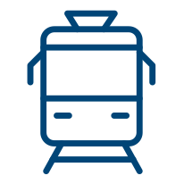 Icon einer Bahn als Symbol für die Anreise mit öffentlichen Verkehrsmitteln zur ESV-Akademie in Berlin