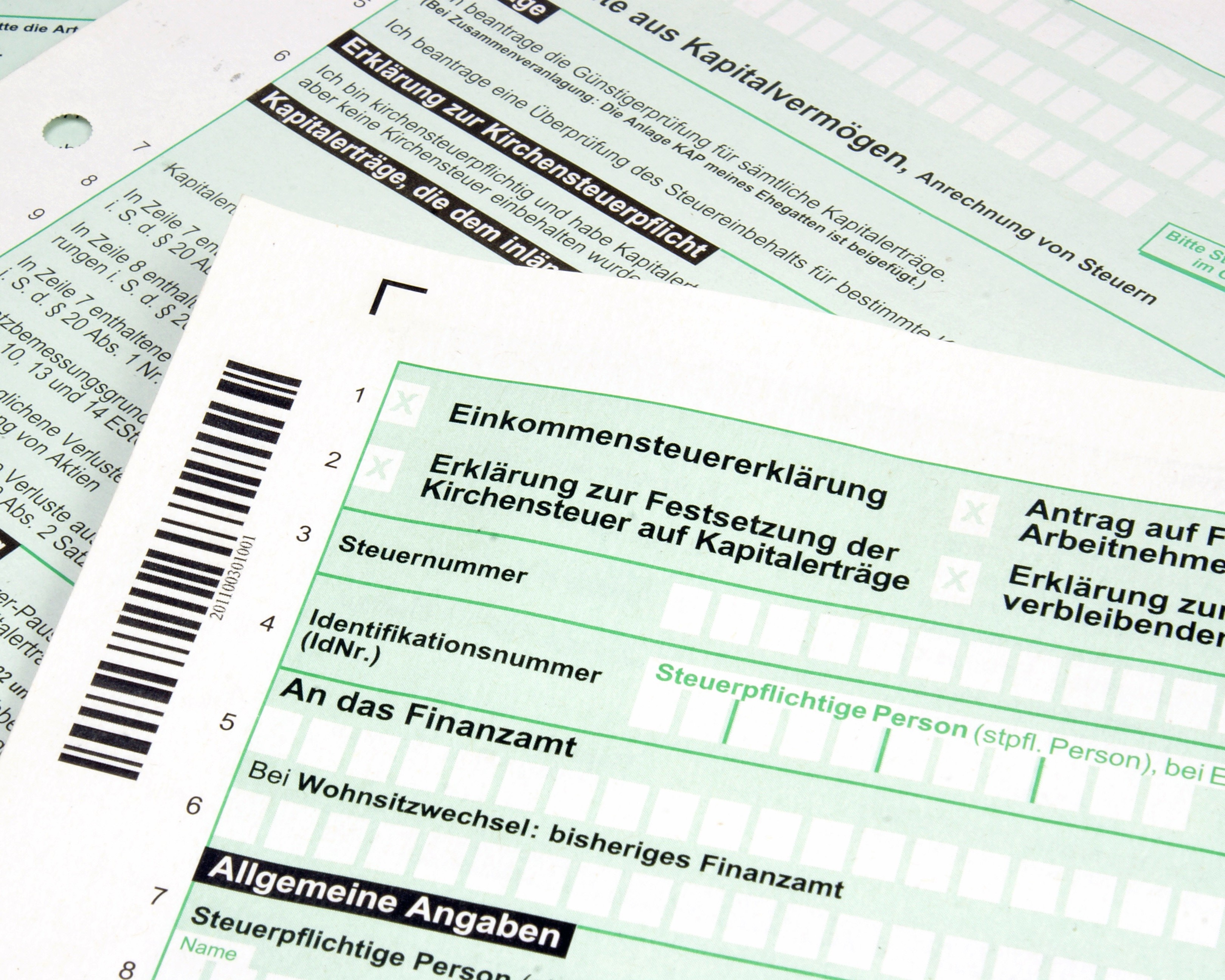 Formular zur Einkommenssteuererklärung